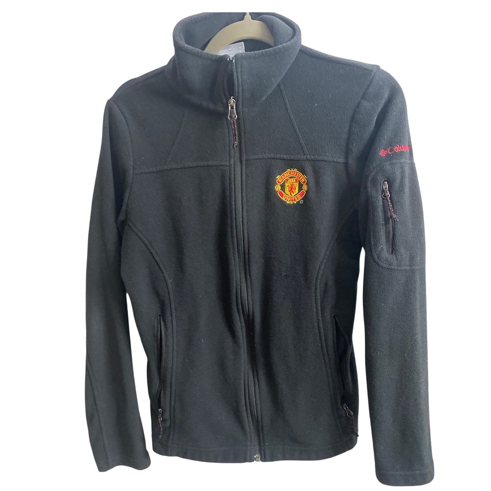 Columbia Manchester United Womens Small Black Fleece Full Zip Jacket Man Utd